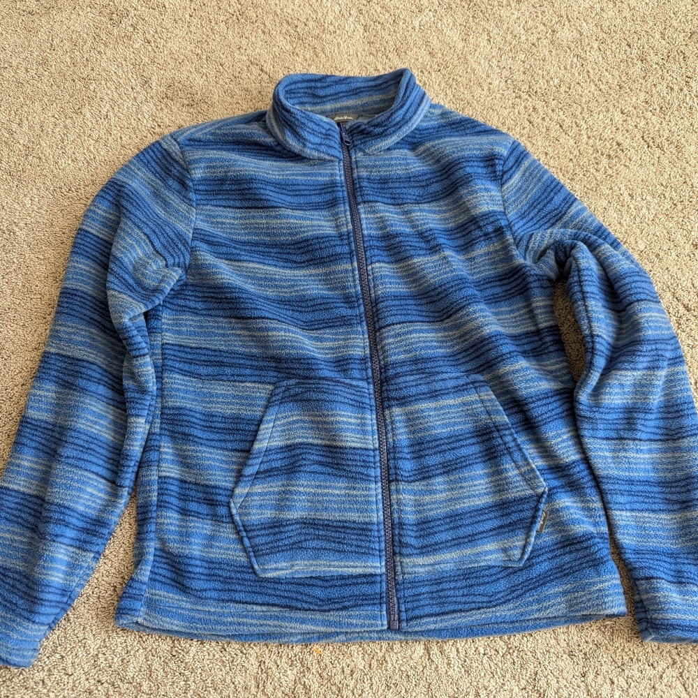 Eddie Bauer Boys L/S Fleece Zip Up Jacket Blue Size 14